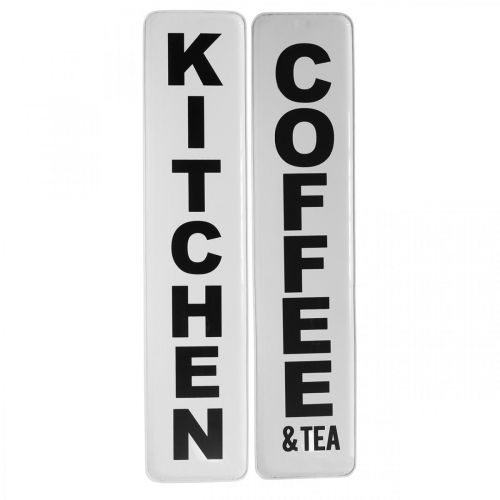 Deco Sign Metal Vintage Cozinha Preto, Branco 18×80cm Conjunto de 2