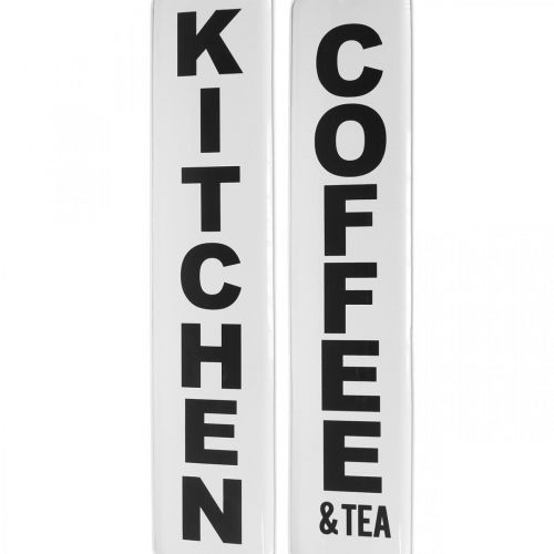 Floristik24 Deco Sign Metal Vintage Cozinha Preto, Branco 18×80cm Conjunto de 2