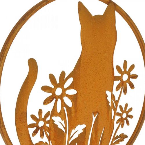 Floristik24 Letreiro metal pátina gato com flores Ø38cm