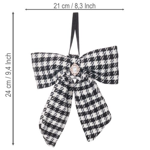 Laço de tecido com broche e gancho, xadrez, 24 cm, 2 peças | Floristik24.pt