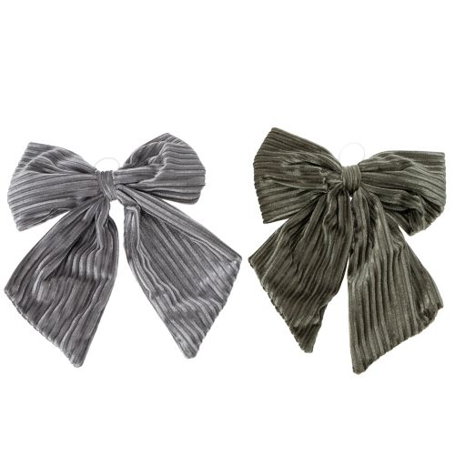 Laço decorativo para pendurar, laço de Natal, veludo canelado, 24 cm, 2 peças