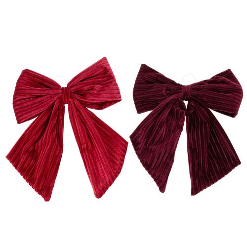 Laço de veludo cotelê vermelho para pendurar decorações de Natal, 24 cm, 2 peças comprar | Floristik24.pt