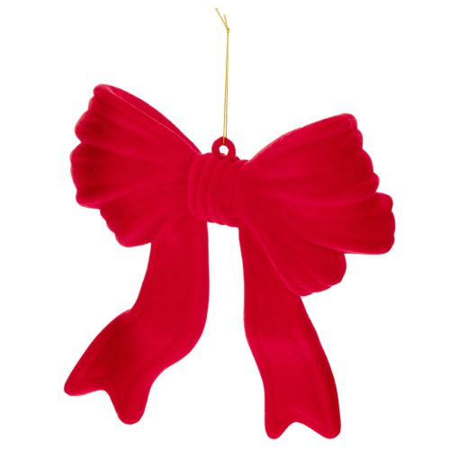 Laço decorativo vermelho para pendurar, decoração natalina aveludada, 22 cm | Floristik24.pt