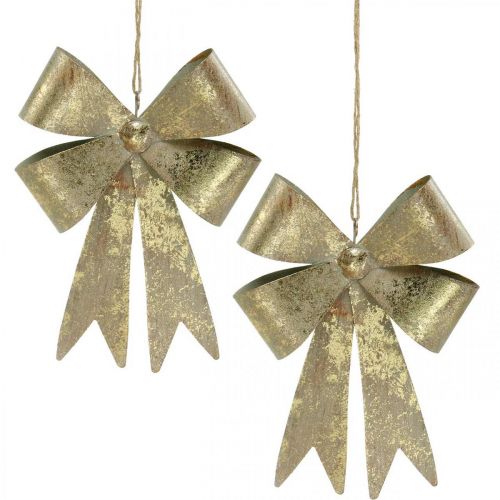 Floristik24 Loops feitos de metal, pingente de Natal, decoração do Advento dourada, aparência antiga Alt.18 cm L12.5 cm 2 unidades