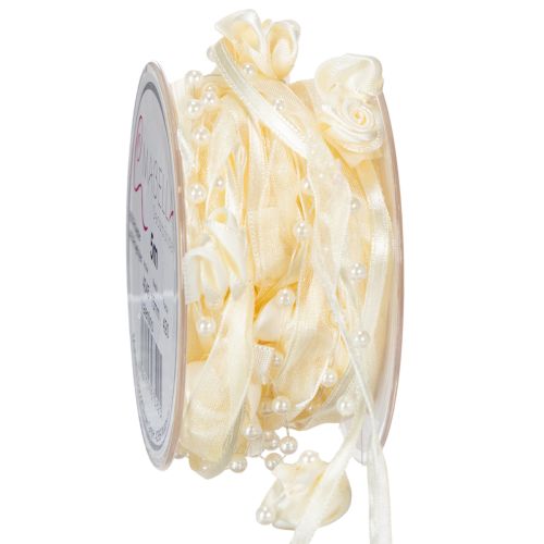 Floristik24 Fita Valentino creme 15mm 5m