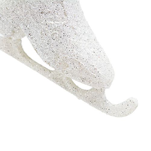 Floristik24 Pingente decorativo de patim de gelo branco com glitter 8cm 2 unidades