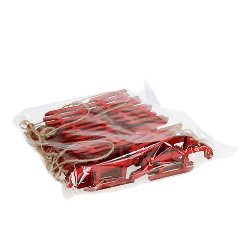Floristik24 Trenó para pendurar madeira vermelha 9cm 12pcs