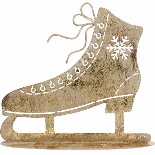 Itens Patim de gelo metálico, decoração de inverno, patim de gelo decorativo, aparência antiga dourada de Natal Alt.22,5 cm