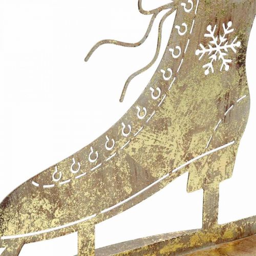 Itens Patim de gelo metálico, decoração de inverno, patim de gelo decorativo, aparência antiga dourada de Natal Alt.22,5 cm