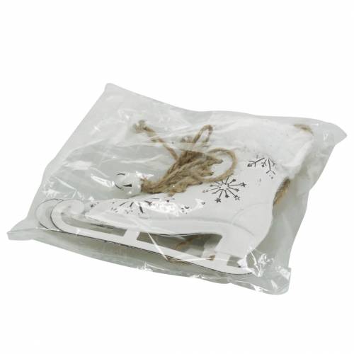 Floristik24 Patins de gelo pendurados branco, prata 11 × 10cm