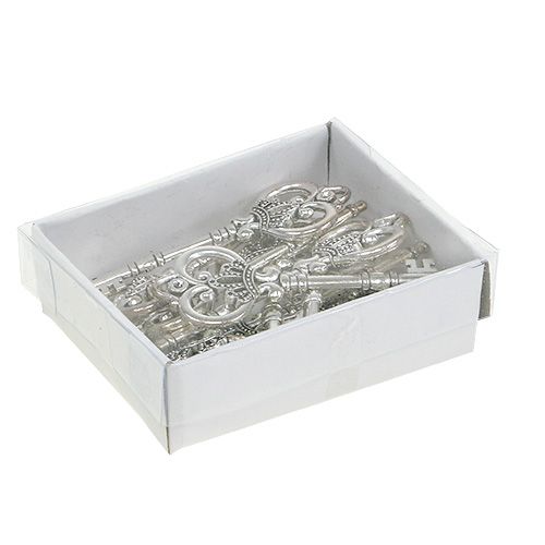 Floristik24 Chave decorativa 8,5 cm prata 12 unidades