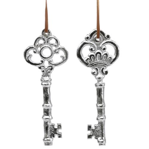 Floristik24 Chave de prata para pendurar 15,5 cm 2 unidades