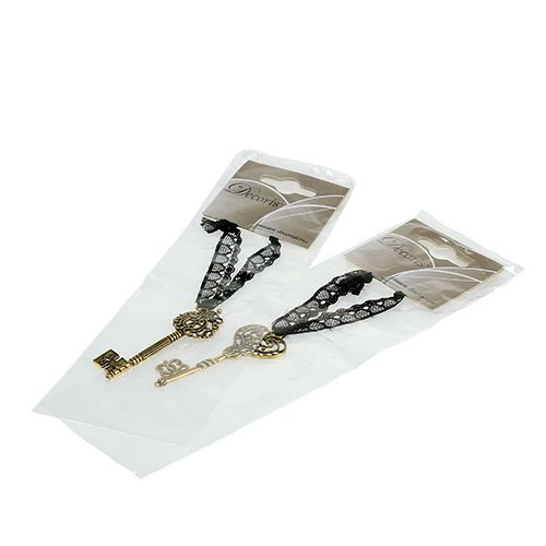 Floristik24 Chave para pendurar ouro 7cm, antigo 2 pcs