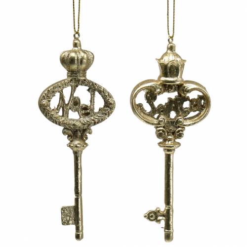 Floristik24 Chave de decoração da árvore de Natal com ouro de mica 13cm 2 unidades