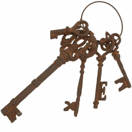 Floristik24 Chaveiro 5 chaves decorativas ferro fundido ferrugem 36cm