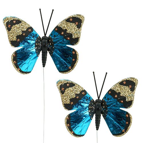 Floristik24 Azul borboleta 7,5 cm brilhante 4 unidades