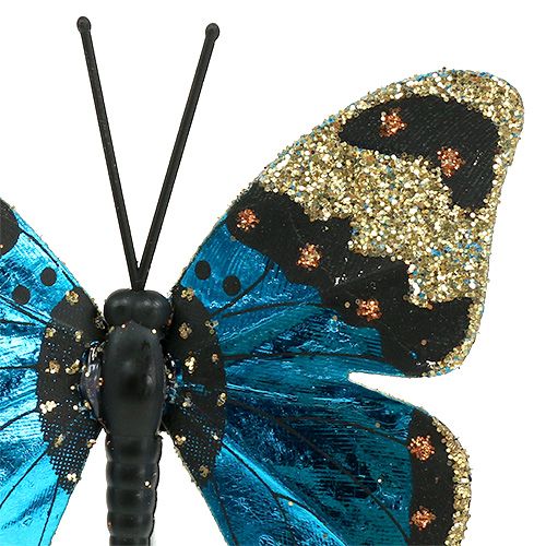 Floristik24 Azul borboleta 7,5 cm brilhante 4 unidades
