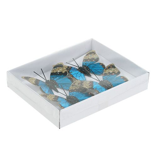 Floristik24 Azul borboleta 7,5 cm brilhante 4 unidades