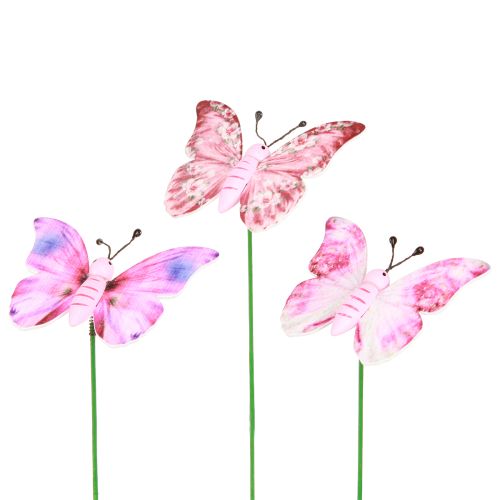 Itens Plugue decorativo borboleta madeira rosa rosa 8x5,5cm 18 un