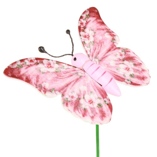 Plugue decorativo borboleta madeira rosa rosa 8x5,5cm 18 un