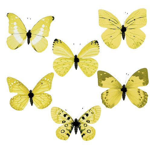 Floristik24 Borboleta amarela no clipe 11cm 6pcs