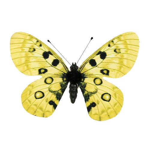 Floristik24 Borboleta amarela no clipe 11cm 6pcs