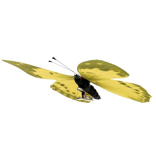 Floristik24 Borboleta amarela no clipe 11cm 6pcs