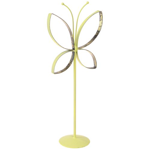 Suporte decorativo de metal borboleta verde ouro Alt.29cm 2 unidades