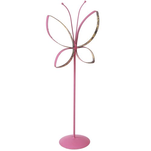 Itens Borboleta Metal Decoração Primavera Fúcsia Ouro Alt.35cm 2 un.