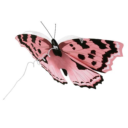 Floristik24 Borboleta rosa 20cm em fio 2pcs