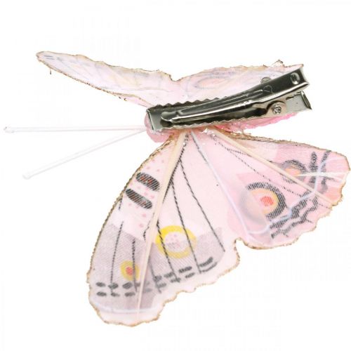 Floristik24 Borboletas Deco com clipe, borboletas de penas rosa 4,5-8cm 10p