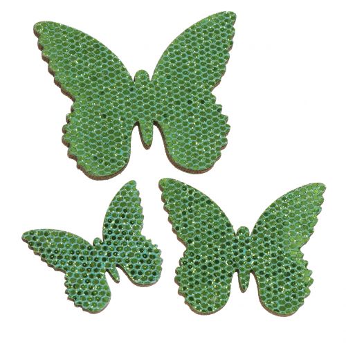 Floristik24 Polvilhe decoração borboleta glitter verde 5/4 / 3cm 24pcs