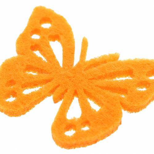 Floristik24 Decoração de mesa em feltro de borboleta amarelo verde laranja sortido 3,5x4,5cm 54 peças