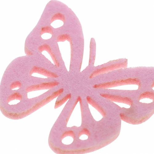 Floristik24 Decoração de mesa de feltro em forma de borboleta rosa branco rosa sortido 3,5x4,5cm 54p