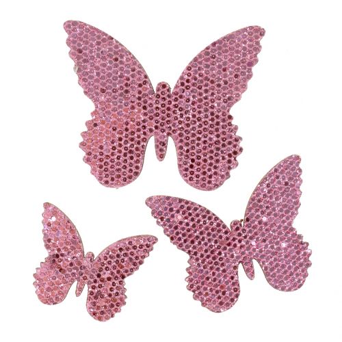 Floristik24 Polvilhe decoração borboleta rosa glitter 5/4 / 3cm 24pcs