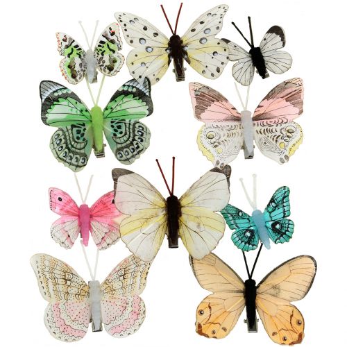Floristik24 Borboleta decorativa em clipe classificado 5cm - 8cm 10 unidades