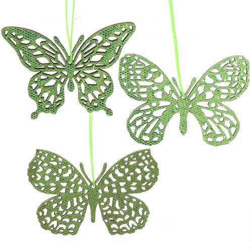 Floristik24 Decoração hanger borboleta verde glitter 8cm 12pcs