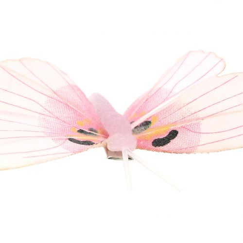 Floristik24 Borboleta no clipe rosa 8cm 8pçs