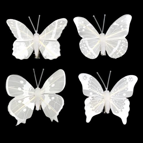 Floristik24 Borboleta no clipe branco 8cm 8pcs