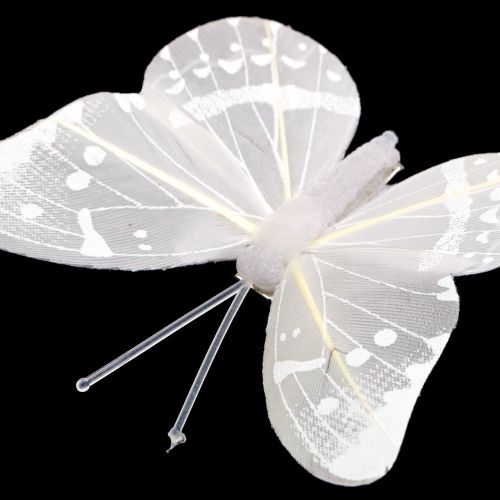 Floristik24 Borboleta no clipe branco 8cm 8pcs
