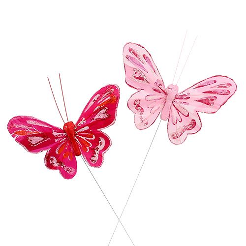 Floristik24 Borboleta 9,5 cm rosa 12pcs