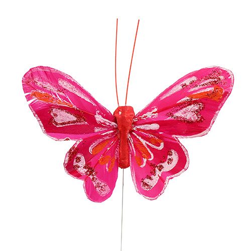 Floristik24 Borboleta 9,5 cm rosa 12pcs