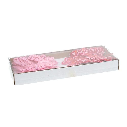 Floristik24 Borboleta 9,5 cm rosa 12pcs