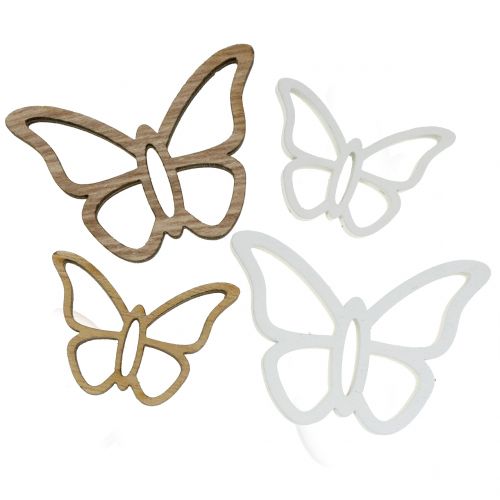 Floristik24 Borboleta de madeira branca / natural 3cm - 4,5cm 48pcs