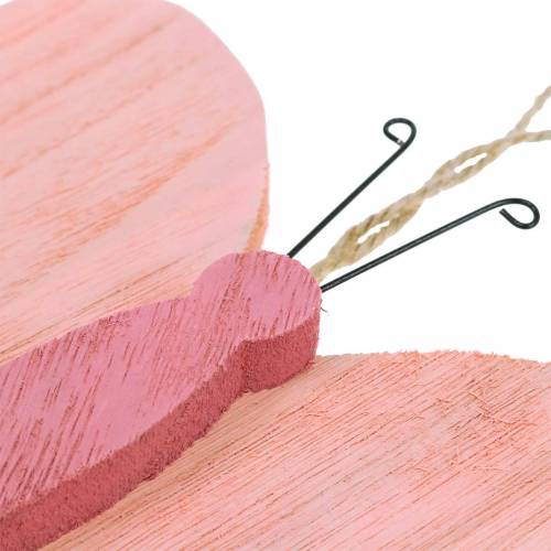 Floristik24 Borboleta para pendurar madeira rosa 13cm x 22cm 2pcs