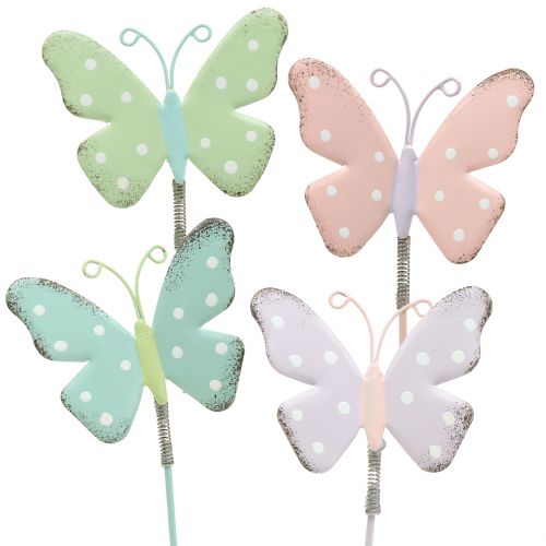 Floristik24 Pinos de flores em pastel de borboleta 24 cm 12 unidades