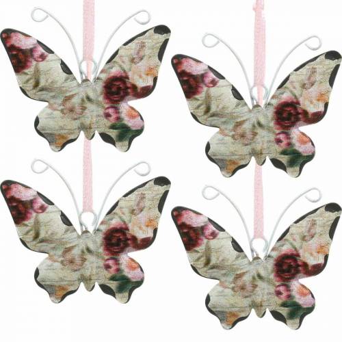 Floristik24 Borboleta para pendurar cabide decorativo de metal 7 cm decoração de primavera 12 peças