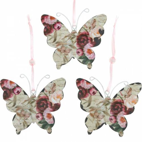 Floristik24 Borboleta para pendurar cabide decorativo de metal 9cm decoração de primavera 6pcs