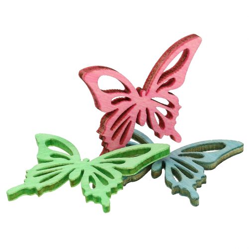Floristik24 Borboletas Mix Madeira Rosa, Verde, Azul 4cm 72 un