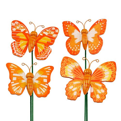 Floristik24 Plug decorativo borboleta laranja 6,5 cm 24 unidades